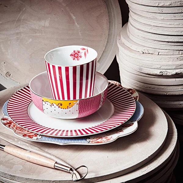 Royal Çizgili Pembe Tabak 12 cm 