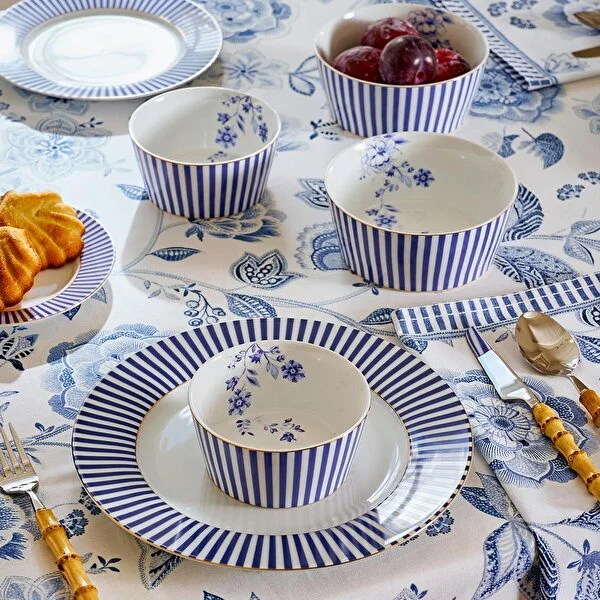 Royal Çizgili Mavi Tabak 17 cm 