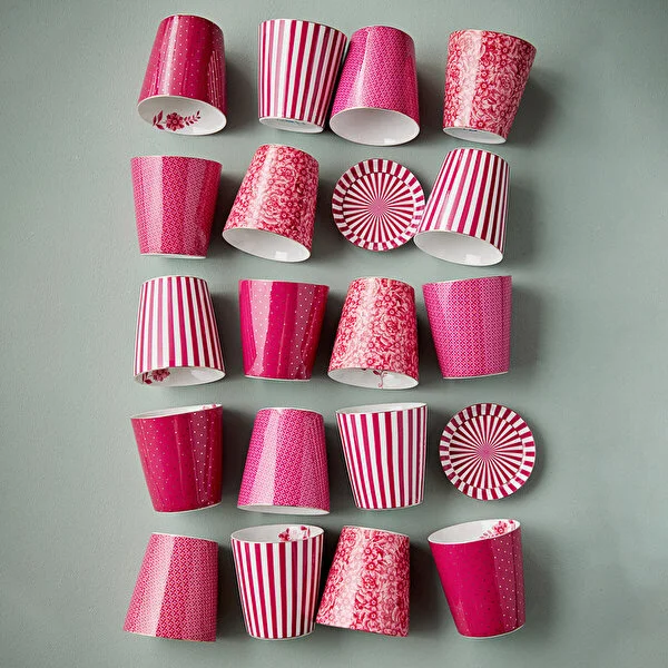 Royal Çizgili Pembe Kulpsuz Mug 230 ml