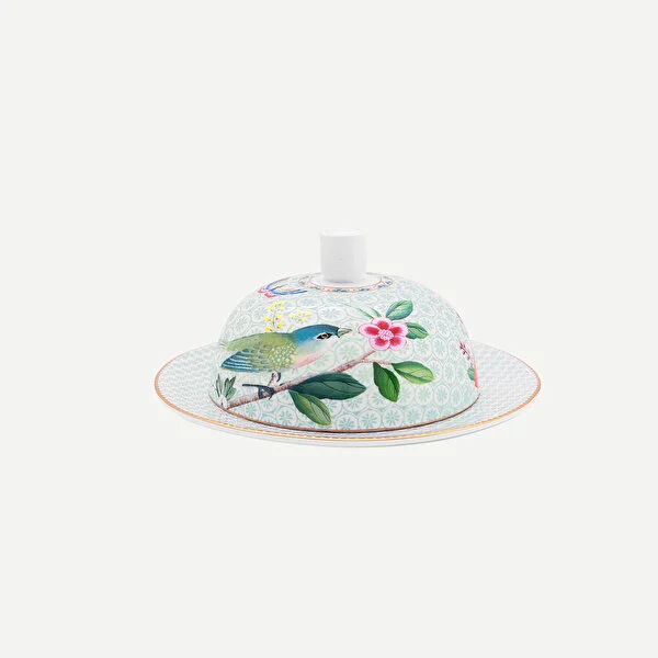 Blushing Birds Beyaz Yuvarlak Tereyağlık  Ø 17 cm