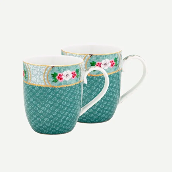 Blushing Birds İkili Mavi Küçük Mug Seti 145 ml. 
