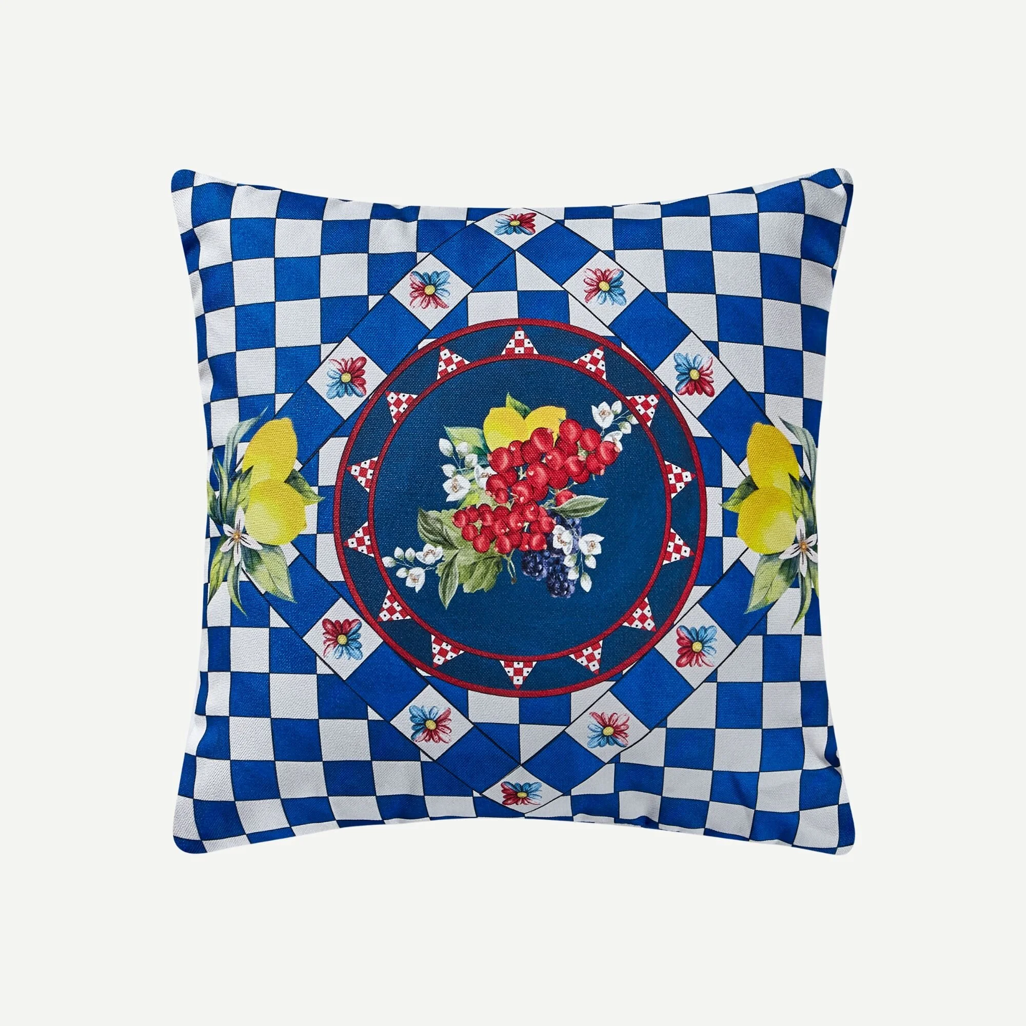 CAPRI MAVİ & KIRMIZI DESENLİ YASTIK 43*43 CM