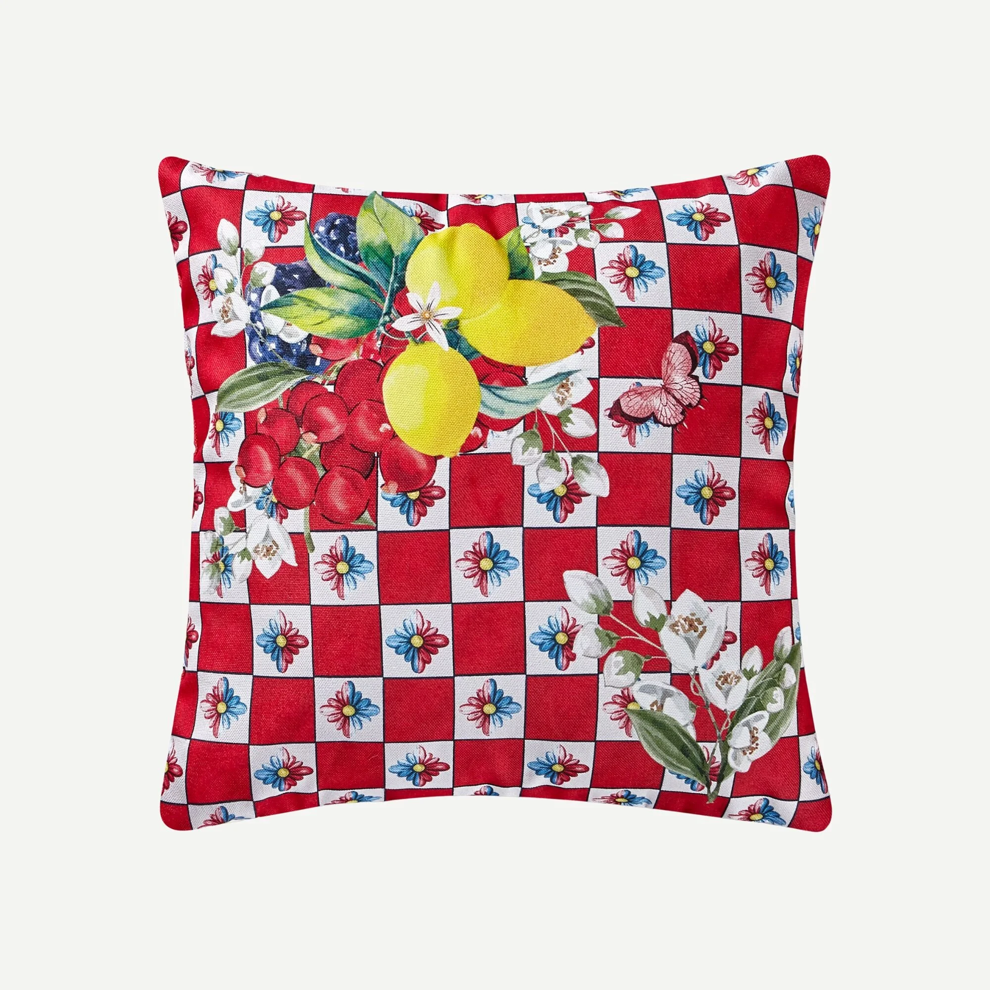 CAPRI MAVİ KIRMIZI ÜZÜMLÜ DESENLİ YASTIK 43*43 CM
