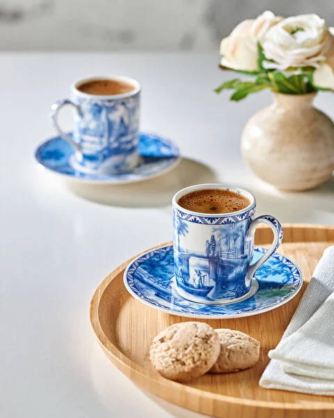 ROMANCE MAVİ 2'LI TÜRK KAHVESİ FİNCANI SETİ