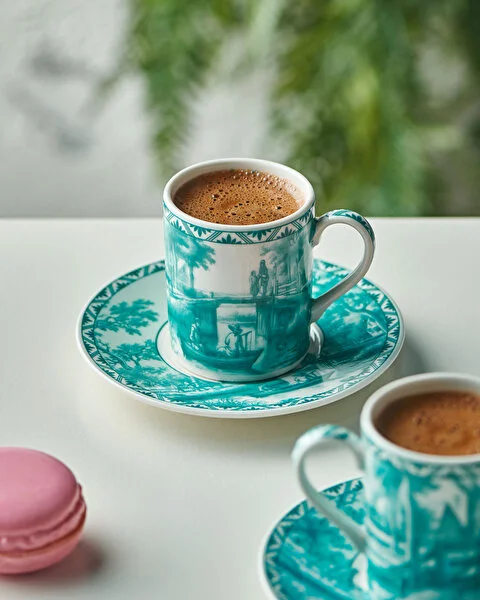 ROMANCE YEŞİL 2'LI TÜRK KAHVESİ FİNCANI SETİ