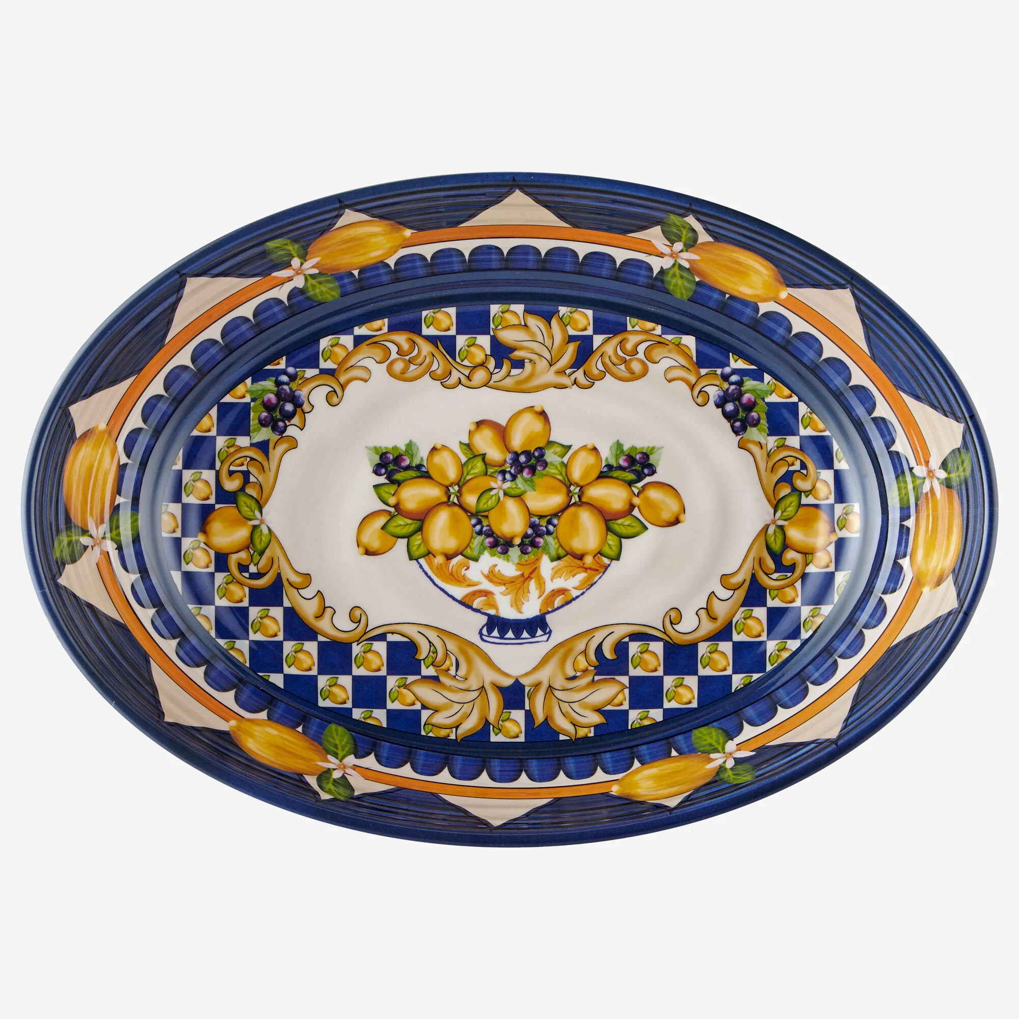 Capri Mavi Goblet Desenli Oval Kase 33cm