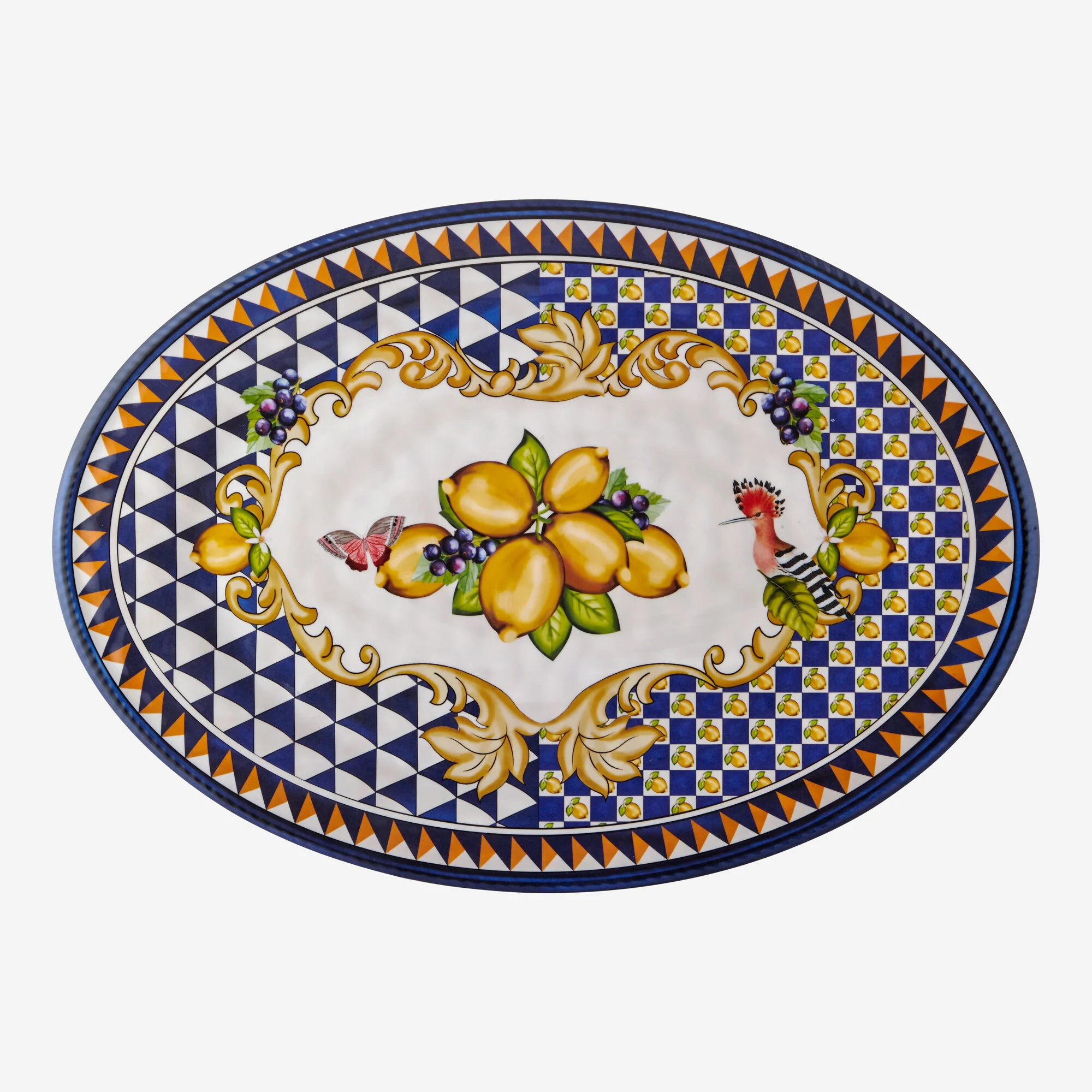 Capri Mavi Limon Buketi Oval Tepsi 50cm
