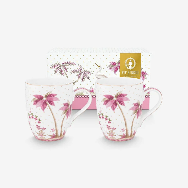 Jolie İkili Pembe Dots Büyük Mug Seti 350 ml. 