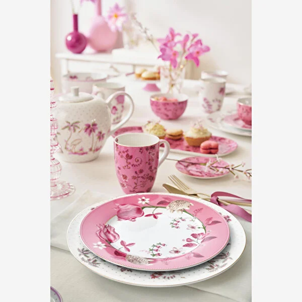 Jolie İkili Pembe Çiçekli Büyük Mug Seti 350 ml. 