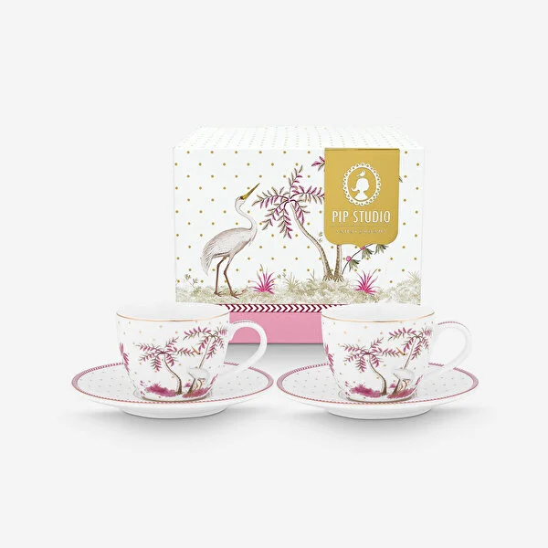 Jolie İkili Pembe Kahve Fincanı Seti 120 ml. 