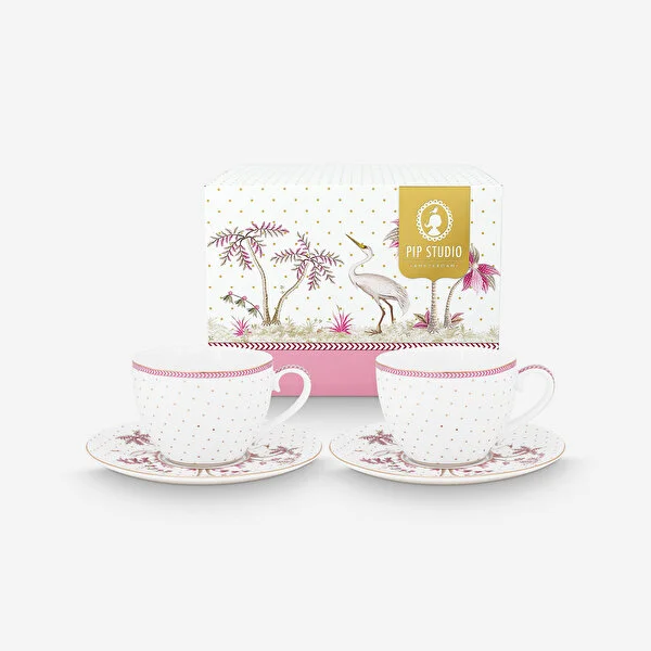 Jolie İkili Pembe Çay Fincanı Seti 280 ml. 