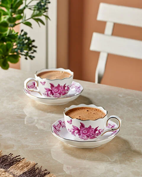 PRIMAVERA PEMBE 2'Lİ TURK KAHVESİ FİNCAN SETİ