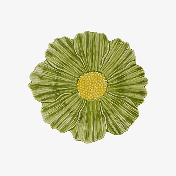 Maria Flor Çiçekli Yeşil Tabak 23 cm