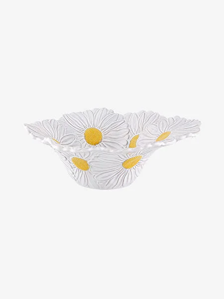 Maria Flor Çiçekli Beyaz Servis Kasesi 27 cm 