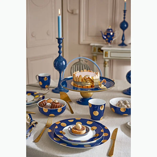 Dot Delight  İkili Altın / Lacivert Tabak 26.5 cm    8721009944219