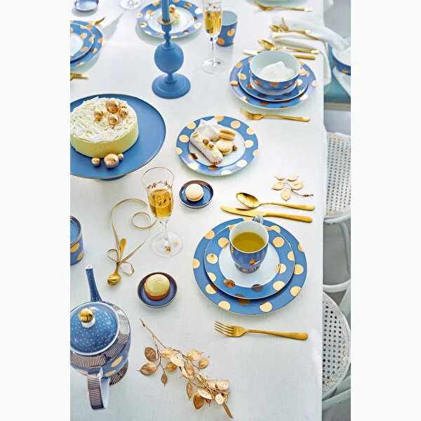 Dot Delight  İkili Altın / Mavi Tabak 21 cm    8721009944011