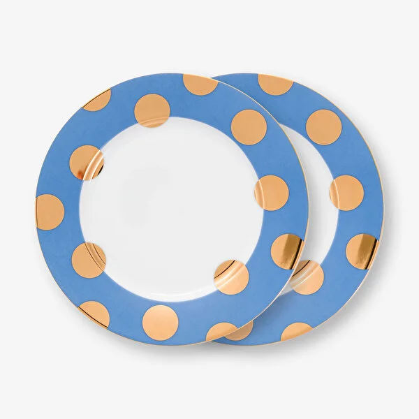 Dot Delight  İkili Altın / Mavi Tabak 21 cm    8721009944011