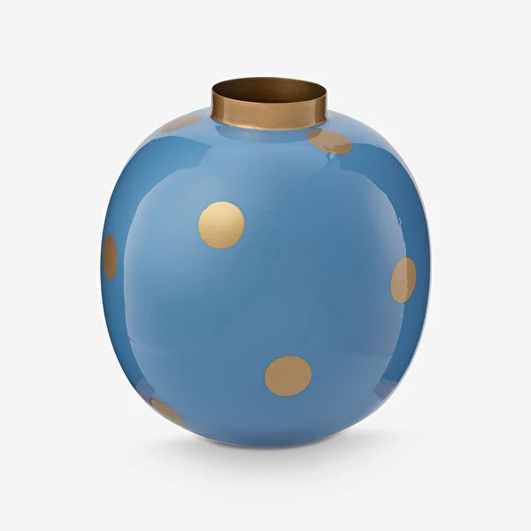 Dot Delight  Metal Altın / Mavi Vazo 23 cm   8721009942321