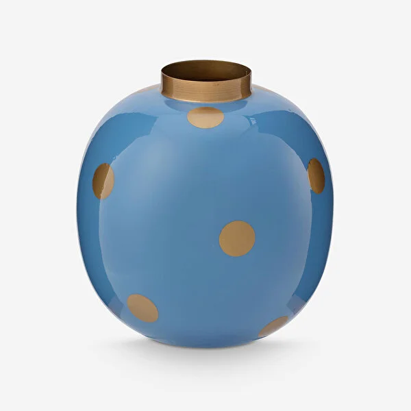 Dot Delight  Metal Altın / Mavi Vazo 23 cm   8721009942321