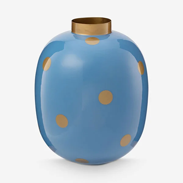 Dot Delight Metal  Altın / Mavi Vazo 32 cm   8721009942345