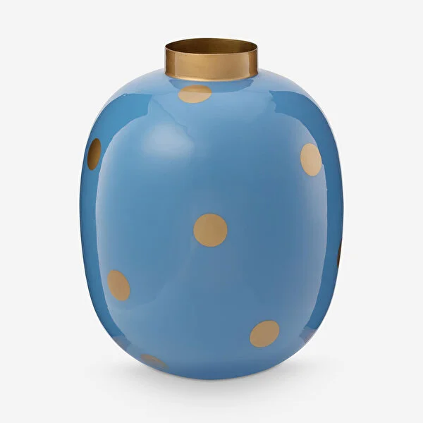 Dot Delight Metal  Altın / Mavi Vazo 32 cm   8721009942345