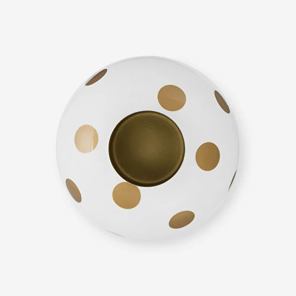 Dot Delight  Metal Altın / Beyaz Vazo 23 cm   8721009906354