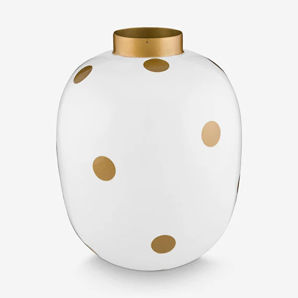 Dot Delight Metal Altın / Beyaz  Vazo 32 cm   8721009906378