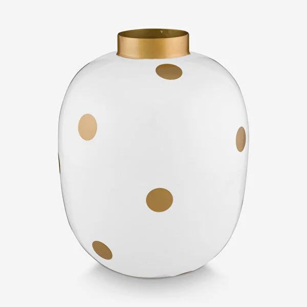 Dot Delight Metal Altın / Beyaz  Vazo 32 cm   8721009906378