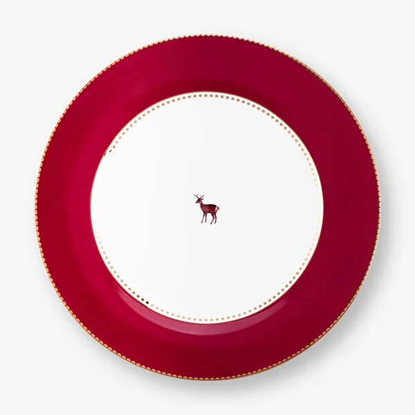 Love Birds Geyikli Kırmızı Yemek Tabağı 26,5 cm    8721009944486