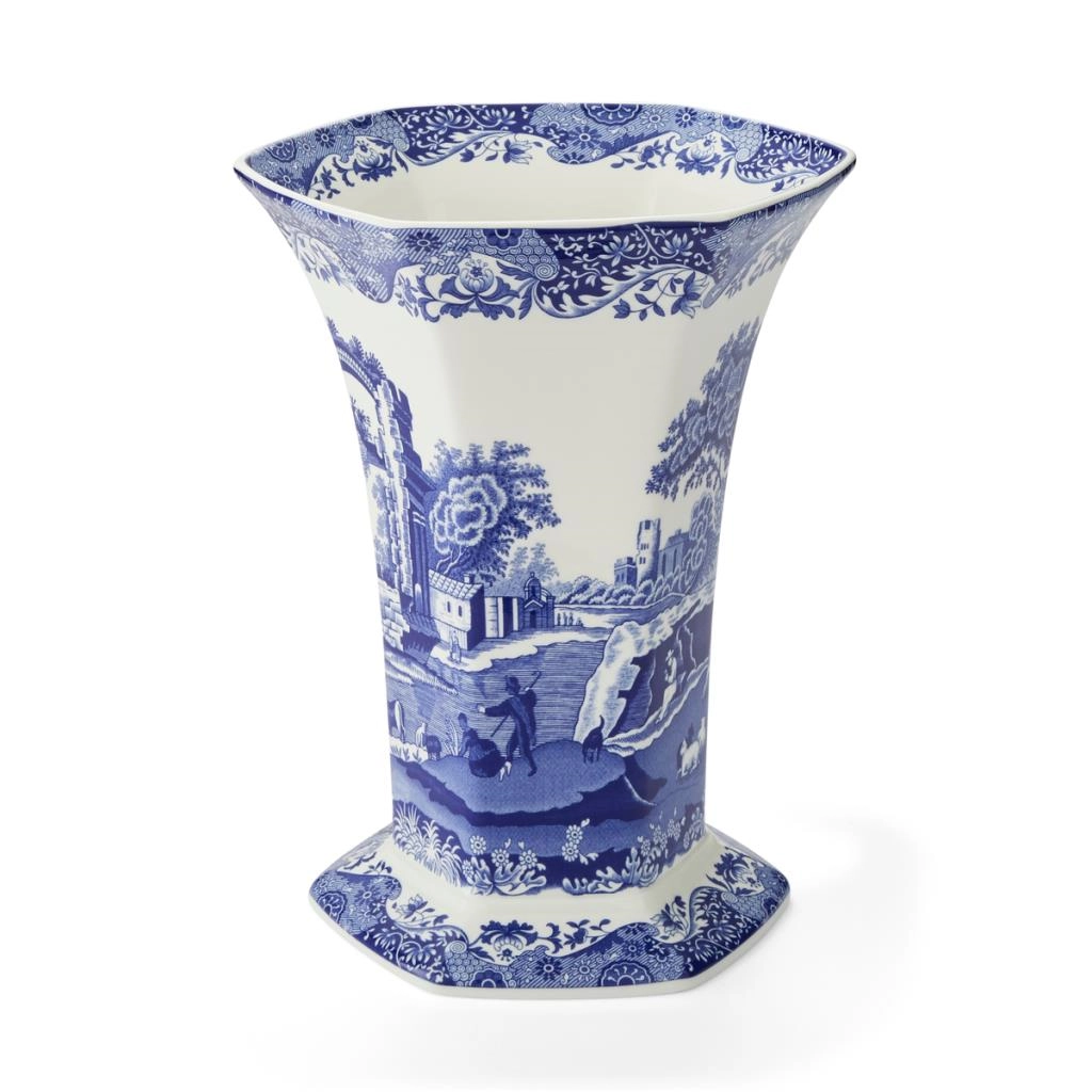 Spode Blue Italıan 27 Cm  Altıgen Vazo