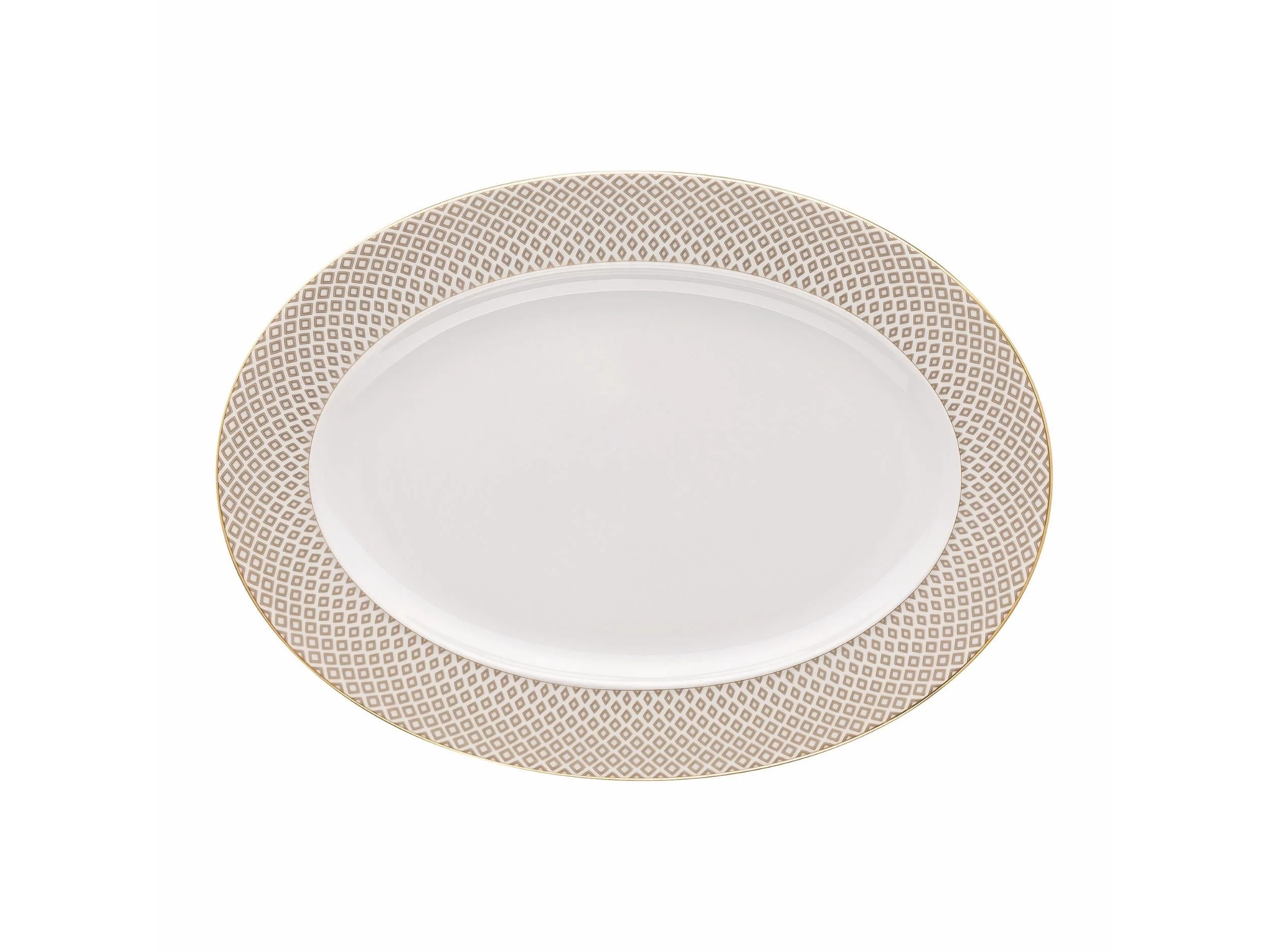 Oval Servis 34 cm Carreau Beige   4012438516271