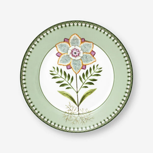 Lily & Lotus Yeşil Çiçekli Tabak 21 cm