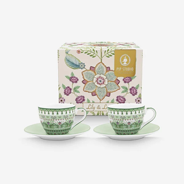 Lily & Lotus Yeşil İkili Kahve Fincanı 120 ml.