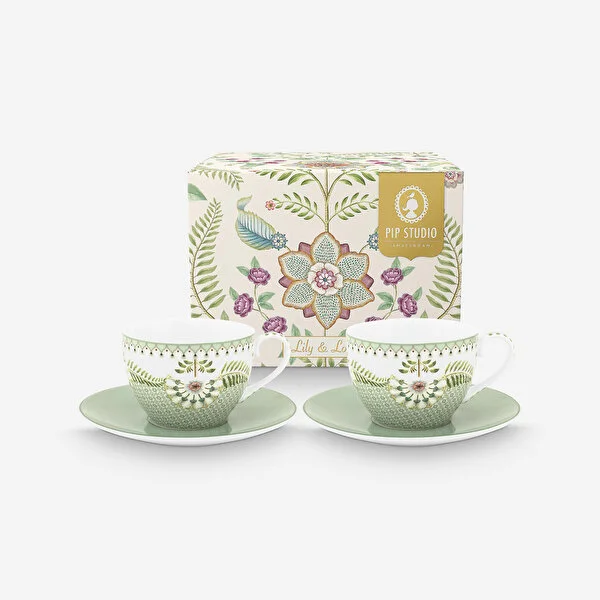 Lily & Lotus Yeşil İkili Çay Fincanı 280 ml.