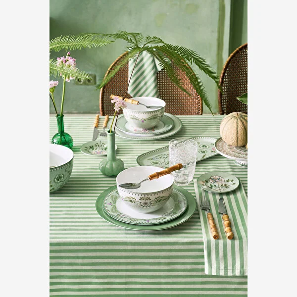 Lily & Lotus Yeşil Oval Servis Tabağı 25 cm