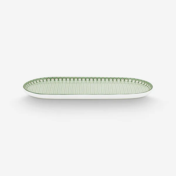 Lily & Lotus Yeşil Oval Servis Tabağı 25 cm