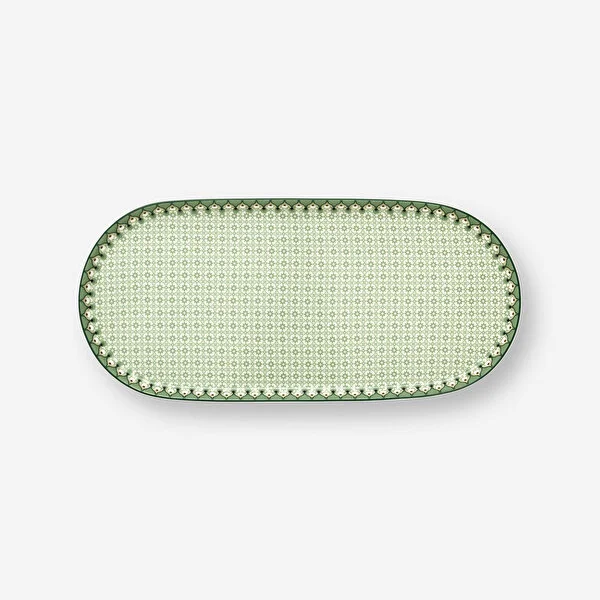 Lily & Lotus Yeşil Oval Servis Tabağı 25 cm