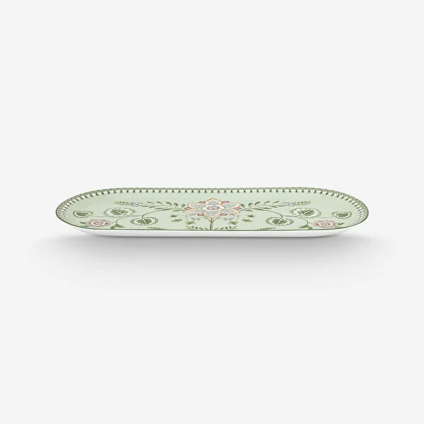 Lily & Lotus Yeşil Oval Kek Servis Tabağı 33 cm 