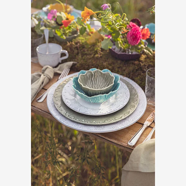 Flora Çiçek Formlu Gri Kase 17 cm 