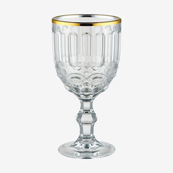 BAROCCO CLEAR GOLD RIM   ACRYLIC GOBLET 430 ML
