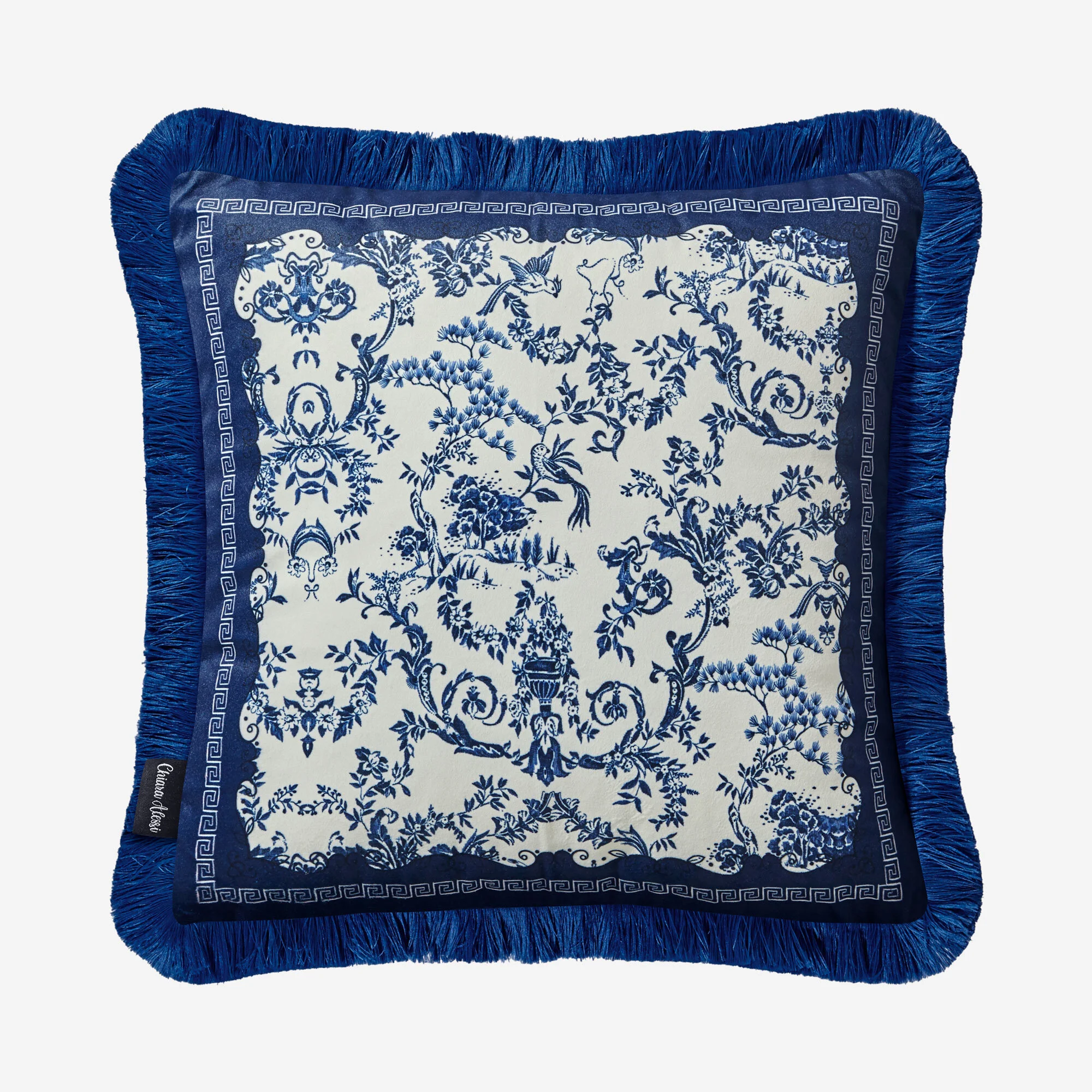 ÇİÇEK BAHÇESİ MAVİ DESENLİ YASTIK 45*45 CM