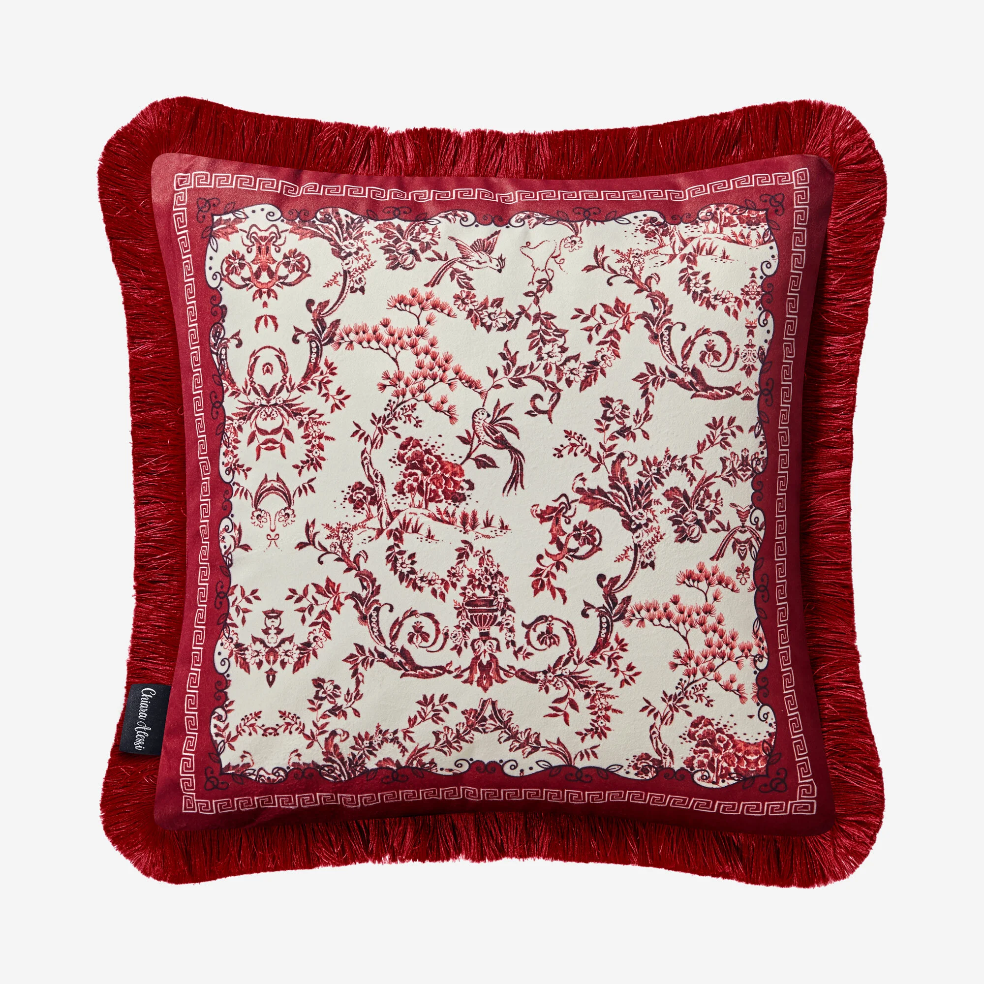 ÇİÇEK BAHÇESİ KIRMIZI DESENLİ YASTIK 45*45 CM