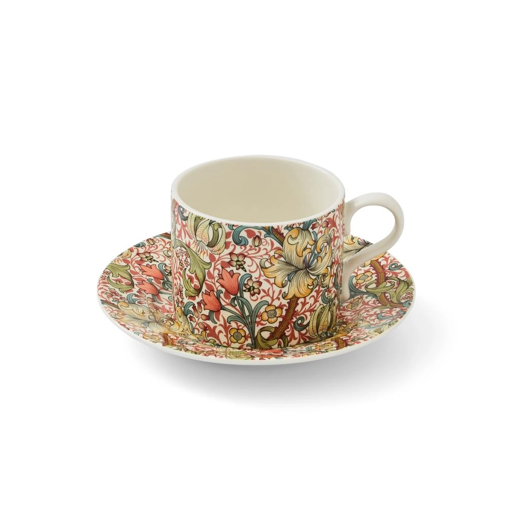 Spode Morrıs & Co 7.3 Cm Golden Lıly Cay Fıncan Ve Tabagı