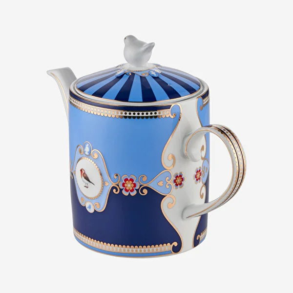Love Birds Mavi Madalyon Desenli Demlik 1,3 lt.